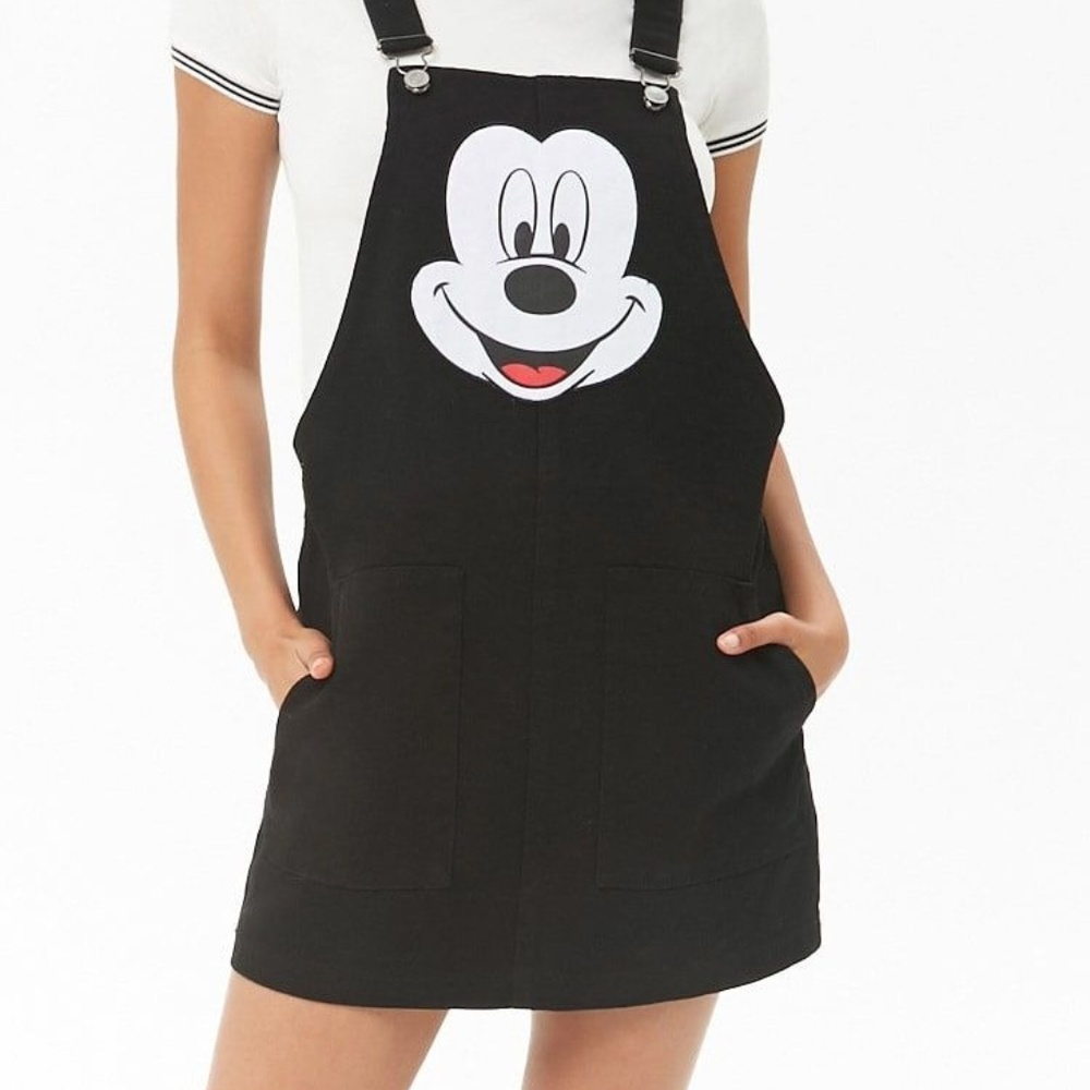 Mickey Black Overall Dress Disney Forever 21 Small